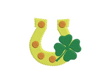 St. Patrick's Horseshoe Mini Filled Embroidery Design - Clover embroidery - St. Patricks day design - Machine embroidery file - 5 size