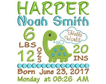 Baby Birth Announcement Embroidery Design - Baby Subway Art Machine Embroidery Digital File - Embroidery pattern - Newborn design