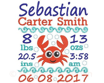 Birth announcement embroidery design - Birth template machine embroidery Baby design - INSTANT DOWNLOAD 4x4 5x7 6x10 sizes
