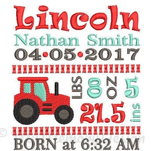 Baby Boy Birth Announcement Embroidery Design - Baby Subway Art Machine Embroidery Digital File - Embroidery pattern - Newborn design