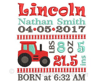 Baby Boy Birth Announcement Embroidery Design - Baby Subway Art Machine Embroidery Digital File - Embroidery pattern - Newborn design