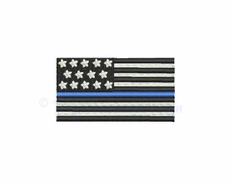 Thin blue line embroidery design - American flag embroidery - Police design - Machine embroidery INSTANT DOWNLOAD - 4x4 5x7 6x10 sizes