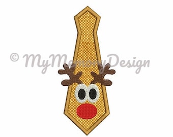 Reindeer embroidery design - Tie applique design - Christmas embroidery design - Santa embroidery - Machine embroidery - INSTANT DOWNLOAD