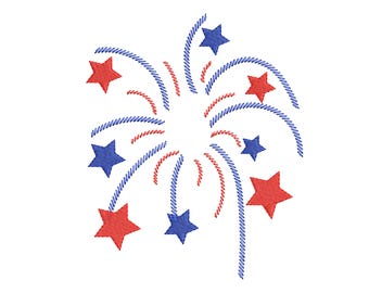 Fireworks embroidery design - Patriotic embroidery - Flag embroidery - 4th of july embroidery - Machine embroidery  INSTANT DOWNLOAD  8 SIZE