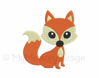 Cute Fox Machine Embroidery Design - Woodland animal fill stitch embroidery - INSTANT DOWNLOAD - pes hus jef vip vp3 xxx dst exp - 6 sizes