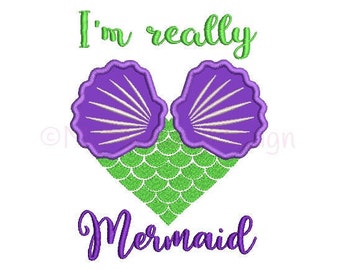 Mermaid embroidery design - Mermaid design - Mermaid applique design - Machine embroidery design - INSTANT DOWNLOAD - 3 sizes - 4x4 5x7 6x10