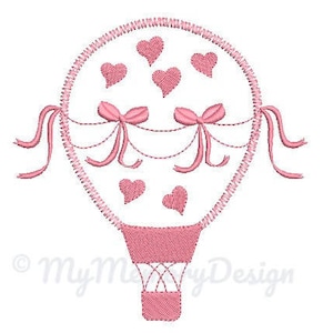 Hot air balloon embroidery design - Girl Embroidery Pattern - Machine embroidery digital dowload file - INSTANT DOWNLOAD 3 SIZES