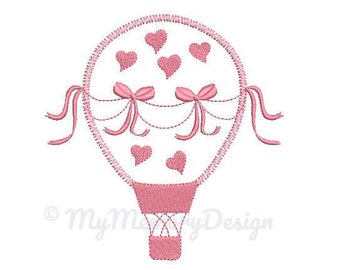 Hot air balloon embroidery design - Girl Embroidery Pattern - Machine embroidery digital dowload file - INSTANT DOWNLOAD 3 SIZES