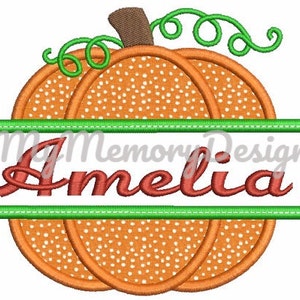 Diseño de bordado de calabaza - Diseño de bordado de Halloween - Aplique de calabaza - Archivo digital de calabaza dividida - DESCARGA INSTANTE - 4x4 5x7 6x10