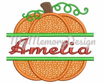 Pumpkin Embroidery Design - Halloween embroidery design - Pumpkin Applique - Split Pumpkin Digital File - INSTANT DOWNLOAD - 4x4 5x7 6x10