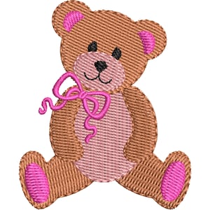 Baby Teddy Bear Embroidery Design, Animal embroidery design, Cute girl bear embroidery , Machine embroidery design, Instant Download, 5 SIZE