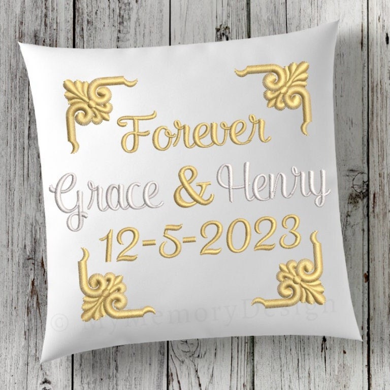 Personalised Embroidery on Wedding Ring Pillow - Singapore