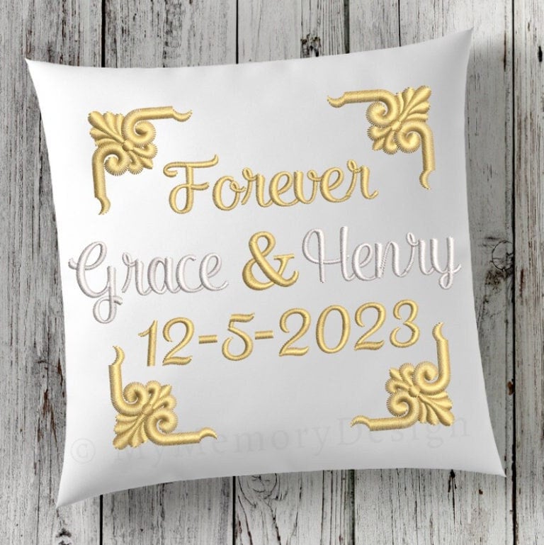 Personalised Embroidery on Wedding Ring Pillow - Singapore