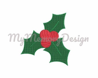 8 SIZES - Holly berry fill stitch mini embroidery design - Christmas mini design - Winter flower embroidery  - INSTANT DOWNLOAD