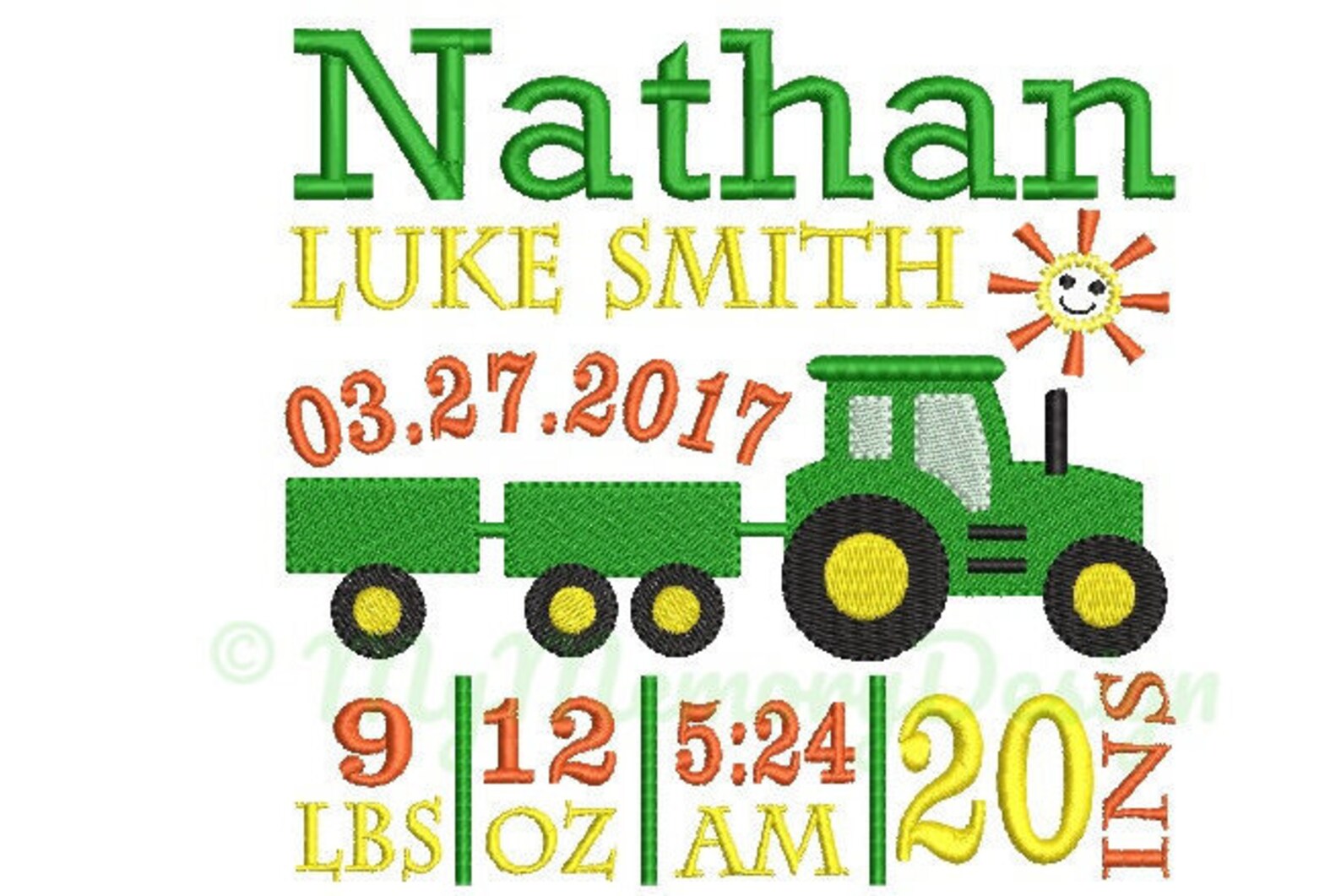 Boy Birth Announcement Embroidery Design Birth Template Etsy