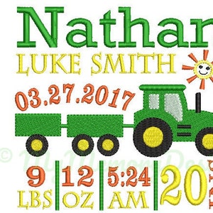 Boy birth announcement embroidery design - Birth template machine embroidery - Baby design - INSTANT DOWNLOAD 4x4 5x7 6x10 sizes