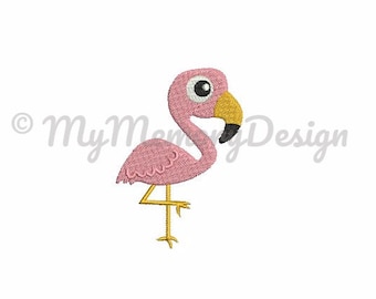 Flamingo embroidery design - Mini embroidery design - Summer embroidery, Cute animal embroidery, Machine embroidery design, INSTANT DOWNLOAD