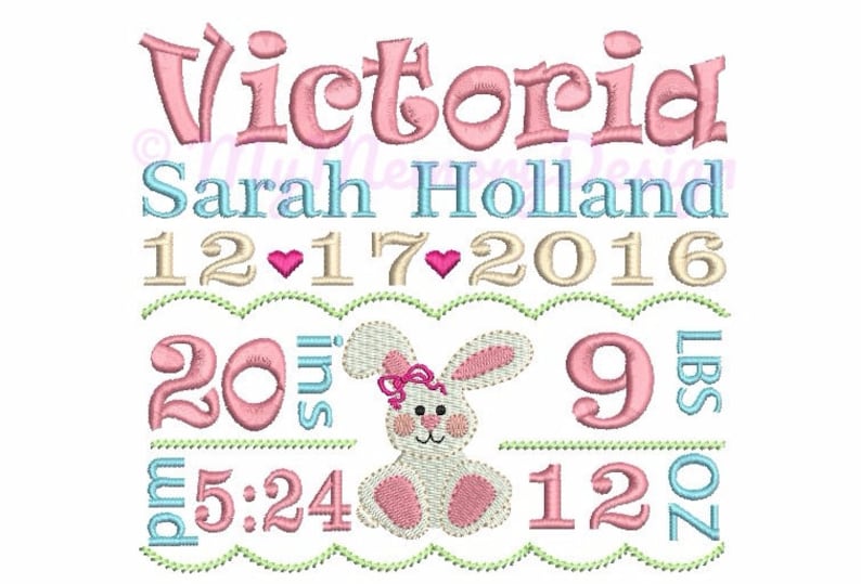 Easter Embroidery Design  Baby Birth Template Announcement image 1