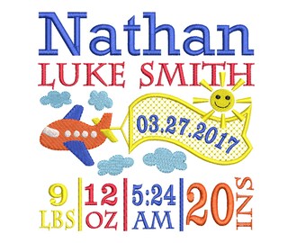 Birth Announcement Template Embroidery Design - Baby Boy Embroidery - Birth Template - INSTANT DOWNLOAD - Machine embroidery design - 3 size
