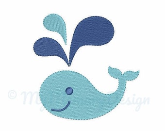 Whale embroidery design -  Ocean Embroidery Pattern - Machine embroidery digital dowload file - INSTANT DOWNLOAD - 6 SIZES