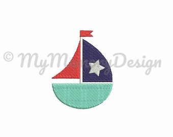 Boat embroidery design - Fill stitch mini embroidery pattern - Sailboat embroidery design - Machine embroidery design - INSTANT DOWNLOAD