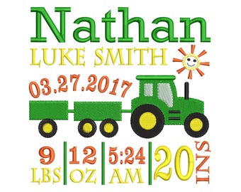 Boy birth announcement embroidery design - Birth template machine embroidery - Baby design - INSTANT DOWNLOAD 4x4 5x7 6x10 sizes