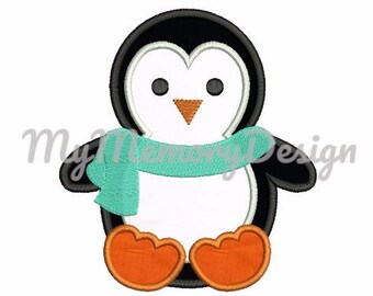 Penguin embroidery design - Boy embroidery design - Penguin applique - Winter design - Machin embroidery - INSTANT DOWNLOAD - 4X4 5X7 6X10