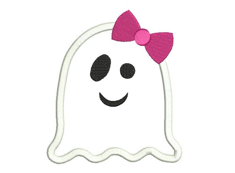 Ghost with bow halloween applique embroidery machine design  etsy Ghost with bow halloween applique embroidery machine design  etsy