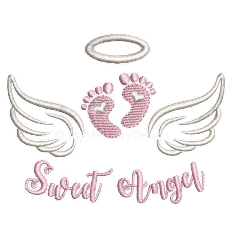 Angel Wings Embroidery Design, Baby Feet Embroidery Design, Machine