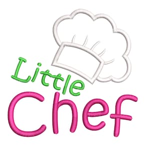 Design de bordado para chapéu de chef pequeno - Design de aplique para chapéu de cozinheiro - Bordado para menina - Arquivo para bordado à máquina DOWNLOAD INSTANTÂNEO TAMANHO 4X4 5X7 6X10