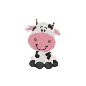 Diseño de bordado de vaca para bebé niño, diseño de bordado de animales de granja, diseño de bordado a máquina - DESCARGA INSTANTÁNEA, 6 TAMAÑOS