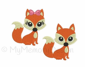 Cute Baby Fox Embroidery Design,Animal Embroidery Design, Machine embroidery design, INSTANT DOWNLOAD, 6 sizes