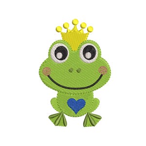 Grodprinsessa djurbroderidesign - Broderidesign med babydjur - Maskinbroderidesign för pojke, DIREKT NEDLADDNING, 6 STORLEKAR