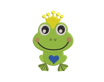 Frog Princess Animal Embroidery Design - Baby Animal embroidery design - Boy Machine embroidery design,  INSTANT DOWNLOAD, 6 SIZES