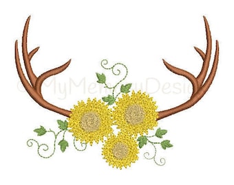 Antler embroidery design - Fall embroidery - Deer Antlers design - Machine embroidery digital file - INSTANT DOWNLOAD - 3 size 4x4 5x7 6x10