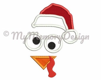 Thanksgiving Turkey Embroidery Design - Turkey face applique - Santa embroidery - Machine embroidery digital file - INSTANT DOWNLOAD 3 SIZE