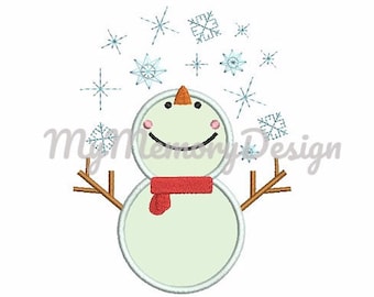 Snowman embroidery design - Christmas embroidery - Christmas applique design - Machine embroidery design - INSTANT DOWNLOAD - 4x4 5x7 6x10