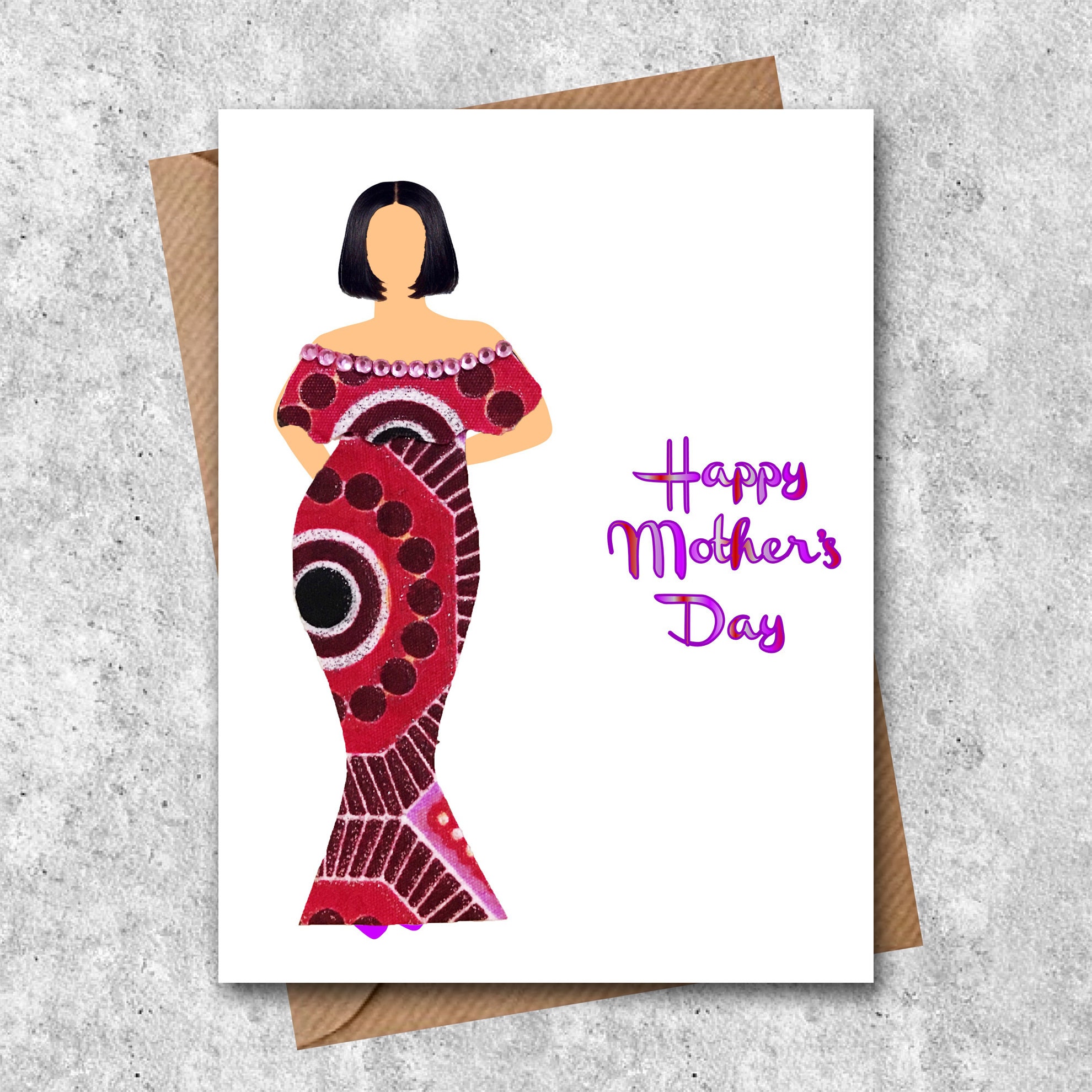 Mixed Race Woman Personalised Card Full or Slim Figure Black - Etsy Denmark