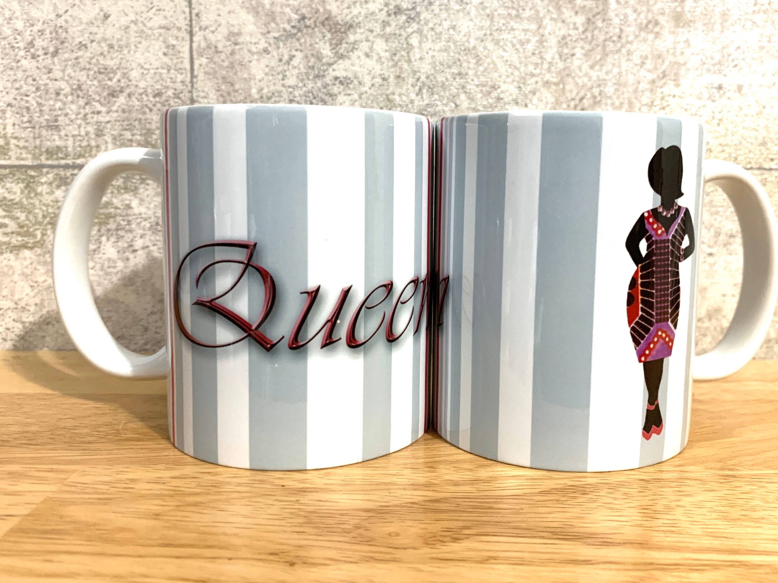 Personalised Silver Stripe Mug Featuring a Black Woman in a - Etsy