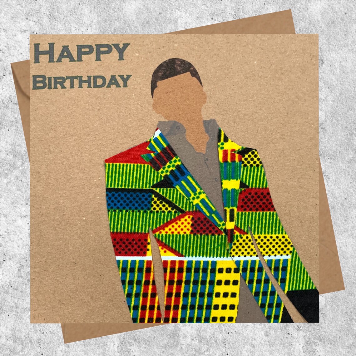 Card For Black Man Green Multi Kente Jacket Husband Etsy
