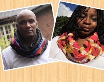 SCARF CLEARANCE! Assorted African fabric infinity scarves, cotton and fleece, unisex scarves, long scarf, reduced to clear