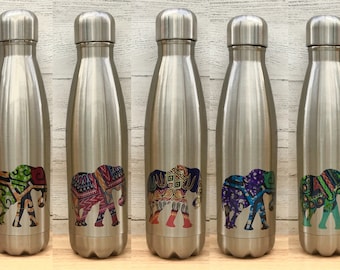 Elephant water bottle, insulated water bottle, flask, stainless steel vacuum flask, hot or cold drinks, gym bottle, sports bottle