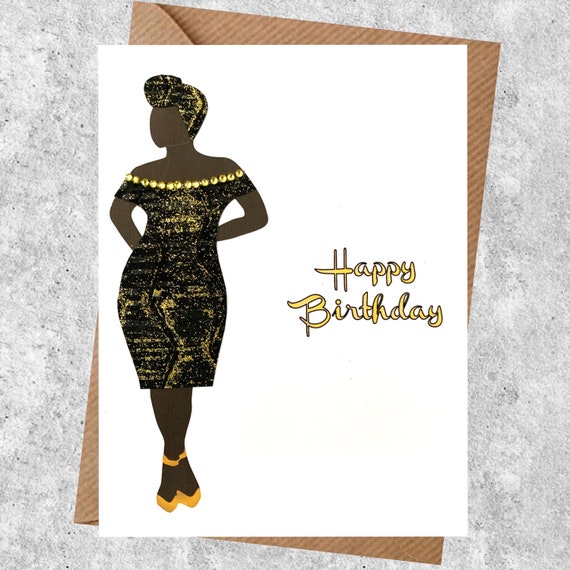 Happy Birthday Beautiful African American Woman Black Woman Slim Or Full Figure Greeting Cards Personalised - Etsy