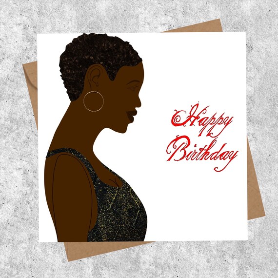 Short Hairstyle Black Woman Card Choice of 2 Skin Shades and - Etsy Canada