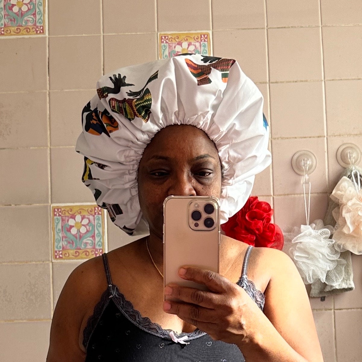 Jumbo shower cap for VERY BIG hair, assorted designs, xxl, steam cap, full afro, long braids, extensions, locs, dreadlocks,black hair care
