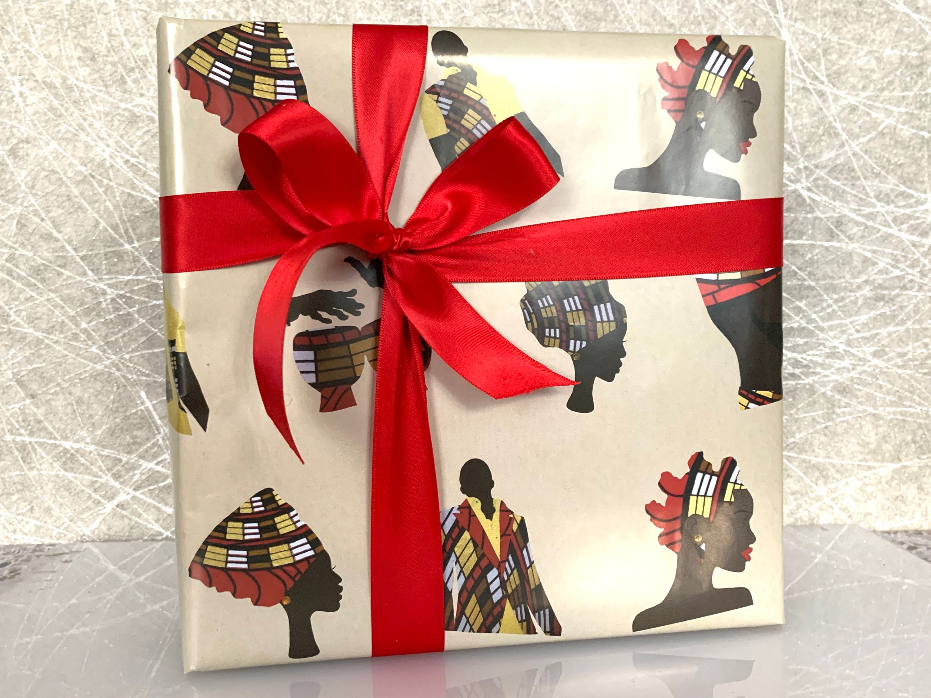 Red Gold Gift Wrap Paper, Featuring Black Women and Black Men, African  Inspired Wrapping Paper, Birthday, Christmas Giftwrap, 2 Sheets 