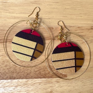 African halo earrings, African fabric earrings, afrocentric earrings, African earrings, hoop earrings, boho earrings