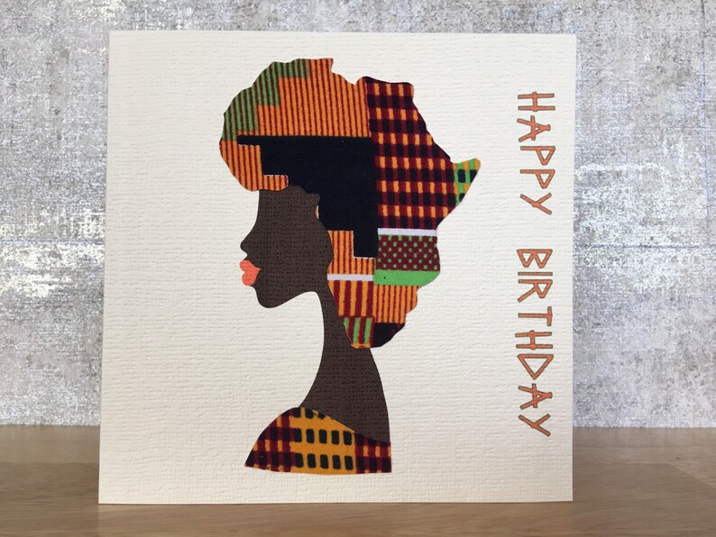 african woman card map of africa hair african print greeting etsy