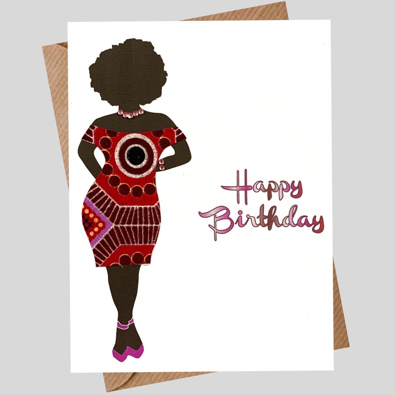 Black Woman Age Birthday Card Full or Slim Figure Black Woman | Etsy