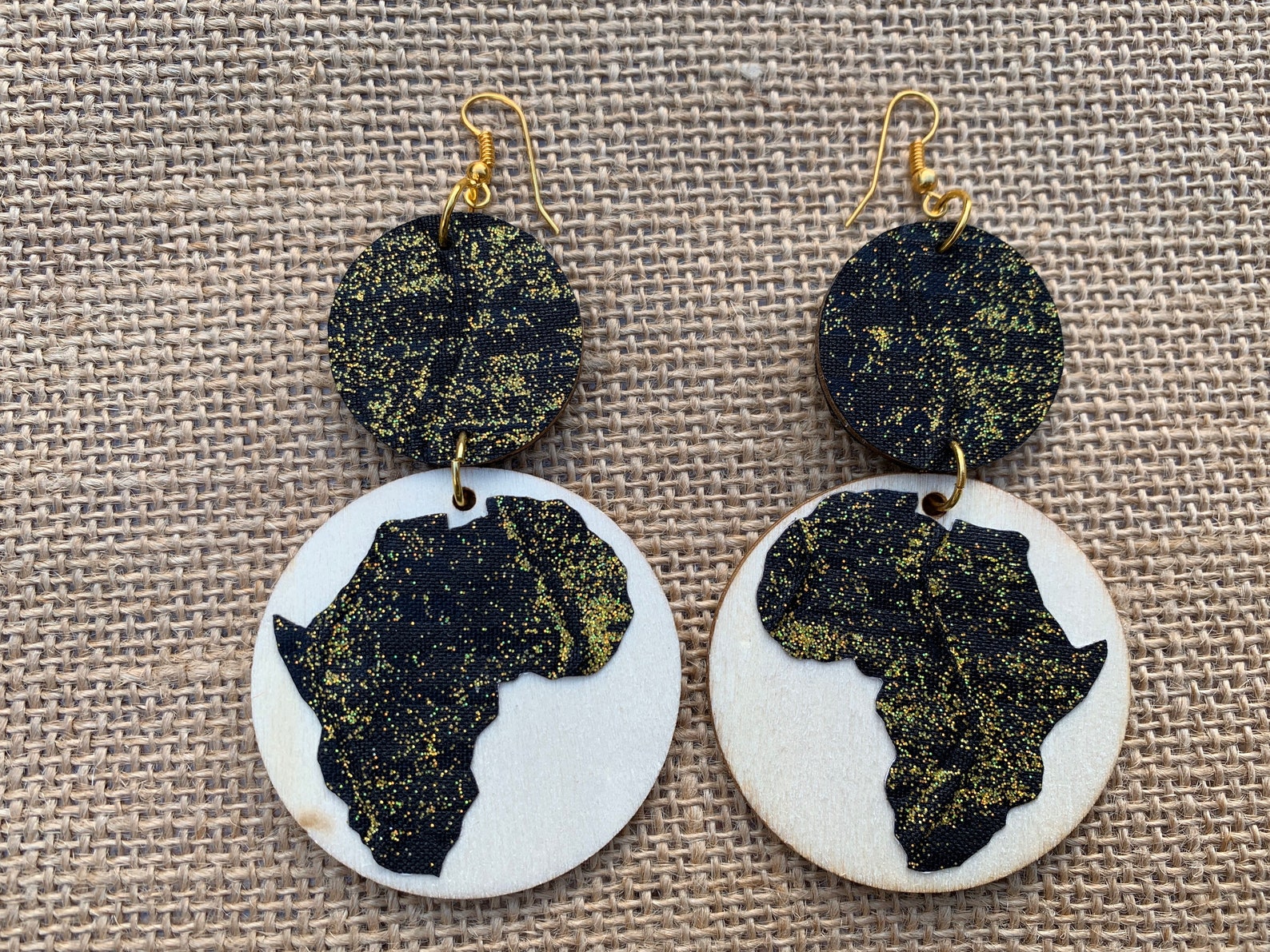 Africa Map Hoop Earrings African Continent Earrings Double - Etsy